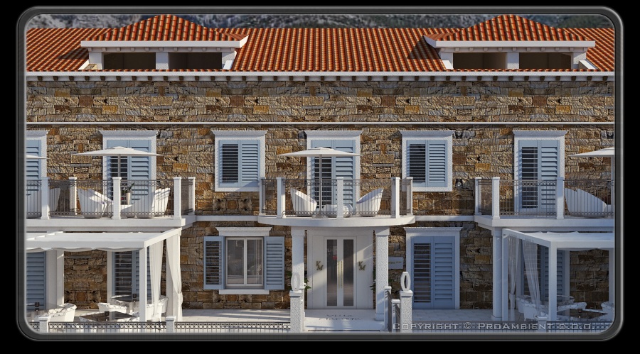 Kamnita fasada rdeč kamen zemlja