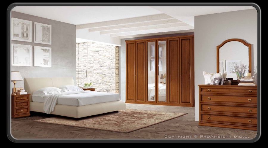 Spalnica Epoca s tapecirano posteljo