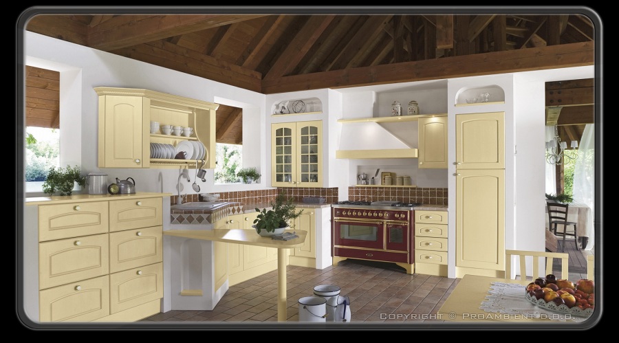 klasične stilne kuhinje rustikalne kuhinje rumene barve